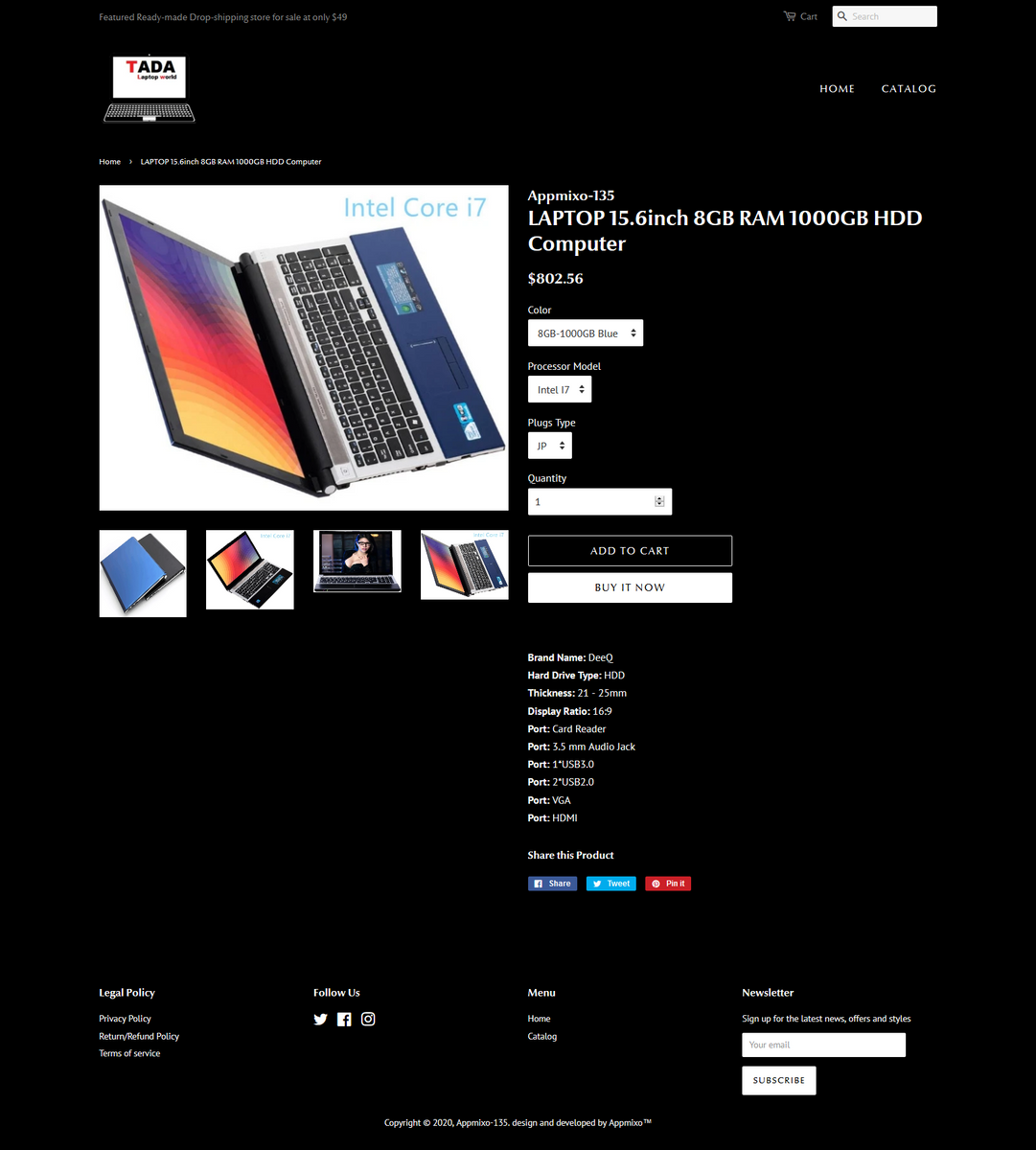 Laptop and accessories Dropshipping Store for Sale – AppMixo